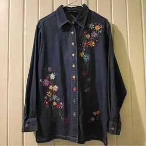 Silver Threads y2k denim button down blouse/shacket-medium like new